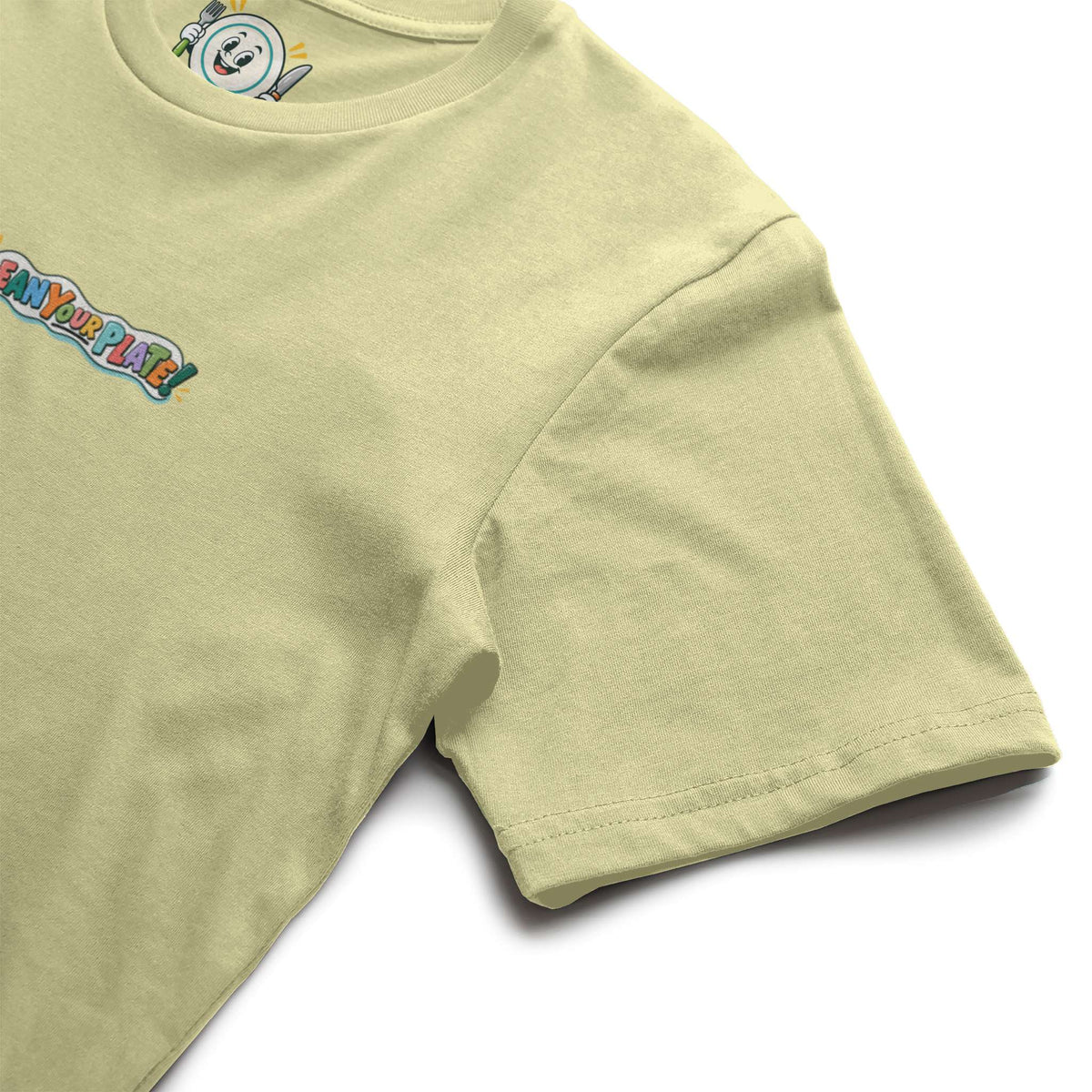 yellow clean your plate! t-shirt supporting community meal donations